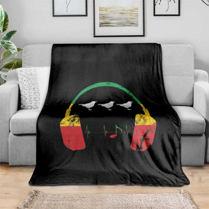 Little Birds Throw Blanket Rastafari Rasta Reggae Music Headphones Jamaican Pride TS10 Print Your Wear