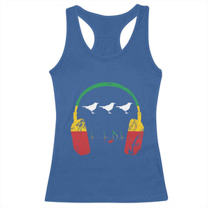 Little Birds Racerback Tank Top Rastafari Rasta Reggae Music Headphones Jamaican Pride TS10 Royal Blue Print Your Wear