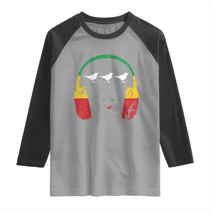 Little Birds Raglan Shirt Rastafari Rasta Reggae Music Headphones Jamaican Pride TS10 Sport Gray Black Print Your Wear