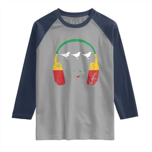 Little Birds Raglan Shirt Rastafari Rasta Reggae Music Headphones Jamaican Pride TS10 Sport Gray Navy Print Your Wear