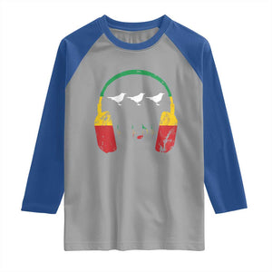 Little Birds Raglan Shirt Rastafari Rasta Reggae Music Headphones Jamaican Pride TS10 Sport Gray Royal Print Your Wear