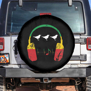 Little Birds Spare Tire Cover Rastafari Rasta Reggae Music Headphones Jamaican Pride TS10 No hole Black Print Your Wear