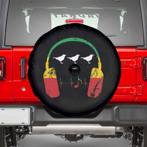 Little Birds Spare Tire Cover Rastafari Rasta Reggae Music Headphones Jamaican Pride TS10 Black Print Your Wear