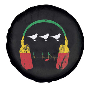 Little Birds Spare Tire Cover Rastafari Rasta Reggae Music Headphones Jamaican Pride TS10 Print Your Wear