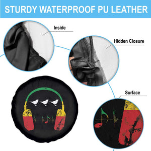 Little Birds Spare Tire Cover Rastafari Rasta Reggae Music Headphones Jamaican Pride TS10 Print Your Wear