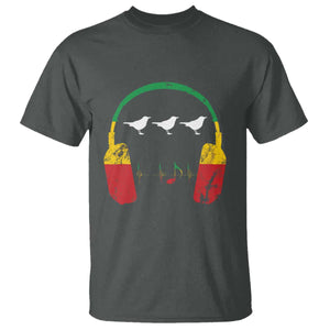 Little Birds T Shirt Rastafari Rasta Reggae Music Headphones Jamaican Pride TS10 Dark Heather Print Your Wear
