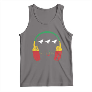 Little Birds Tank Top Rastafari Rasta Reggae Music Headphones Jamaican Pride TS10 Deep Heather Print Your Wear