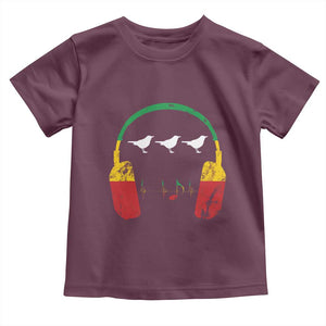 Little Birds Toddler T Shirt Rastafari Rasta Reggae Music Headphones Jamaican Pride TS10 Maroon Print Your Wear