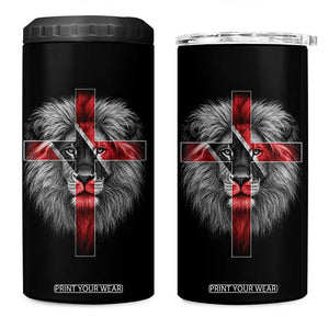 Lion of Judah Cross Trinidadian Flag 4 in 1 Can Cooler Tumbler Christian Faith Trini Trinidad And Tobago Pride