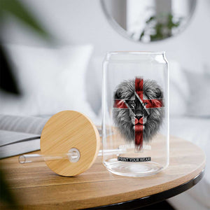 Lion of Judah Cross Trinidadian Flag Glass Can Christian Faith Trini Trinidad And Tobago Pride
