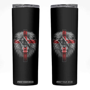Lion of Judah Cross Trinidadian Flag Skinny Tumbler Christian Faith Trini Trinidad And Tobago Pride
