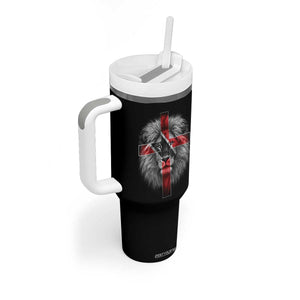 Lion of Judah Cross Trinidadian Flag Tumbler With Handle Christian Faith Trini Trinidad And Tobago Pride