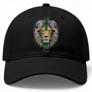 Lion of Judah Cross Jamaica Flag Baseball Cap Christian Faith Jamaican Pride