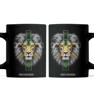 Lion of Judah Cross Jamaica Flag Coffee Mug Christian Faith Jamaican Pride