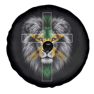 Lion of Judah Cross Jamaica Flag Spare Tire Cover Christian Faith Jamaican Pride