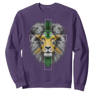 Lion of Judah Cross Jamaica Flag Sweatshirt Christian Faith Jamaican Pride