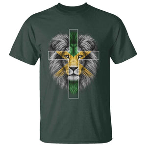 Lion of Judah Cross Jamaica Flag T Shirt Christian Faith Jamaican Pride