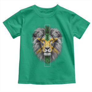 Lion of Judah Cross Jamaica Flag Toddler T Shirt Christian Faith Jamaican Pride