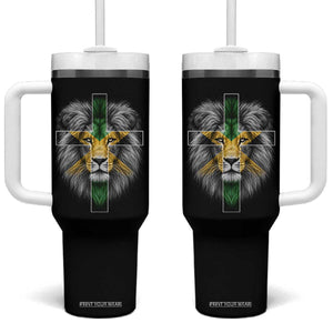 Lion of Judah Cross Jamaica Flag Tumbler With Handle Christian Faith Jamaican Pride