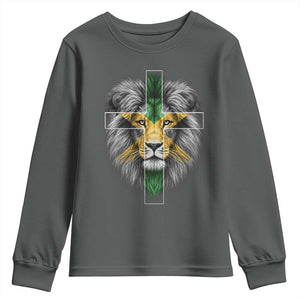 Lion of Judah Cross Jamaica Flag Youth Sweatshirt Christian Faith Jamaican Pride