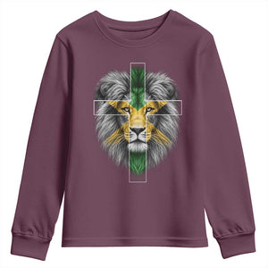 Lion of Judah Cross Jamaica Flag Youth Sweatshirt Christian Faith Jamaican Pride