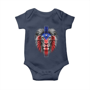 Lion of Judah Cross Puerto Rico Flag Baby Onesie Christian Faith Puerto Rican Pride
