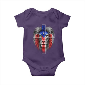 Lion of Judah Cross Puerto Rico Flag Baby Onesie Christian Faith Puerto Rican Pride
