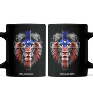Lion of Judah Cross Puerto Rico Flag Coffee Mug Christian Faith Puerto Rican Pride