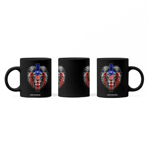 Lion of Judah Cross Puerto Rico Flag Coffee Mug Christian Faith Puerto Rican Pride