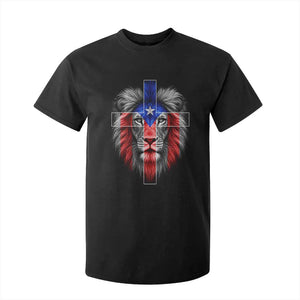 Lion of Judah Cross Puerto Rico Flag T Shirt For Kid Christian Faith Puerto Rican Pride