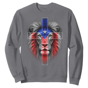 Lion of Judah Cross Puerto Rico Flag Sweatshirt Christian Faith Puerto Rican Pride
