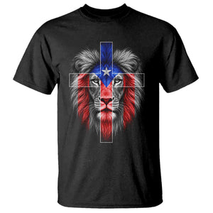 Lion of Judah Cross Puerto Rico Flag T Shirt Christian Faith Puerto Rican Pride