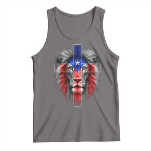 Lion of Judah Cross Puerto Rico Flag Tank Top Christian Faith Puerto Rican Pride