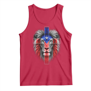 Lion of Judah Cross Puerto Rico Flag Tank Top Christian Faith Puerto Rican Pride
