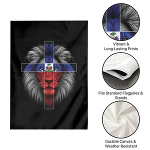 Lion of Judah Cross Haiti Flag Garden Flag Christian Faith Haitian Pride