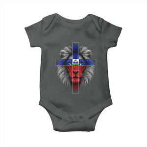 Lion of Judah Cross Haiti Flag Baby Onesie Christian Faith Haitian Pride