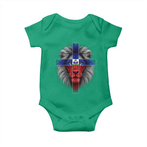 Lion of Judah Cross Haiti Flag Baby Onesie Christian Faith Haitian Pride