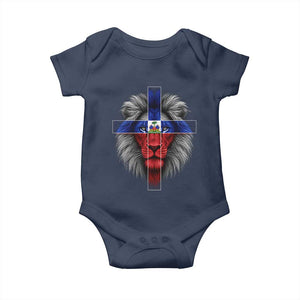 Lion of Judah Cross Haiti Flag Baby Onesie Christian Faith Haitian Pride