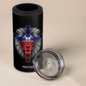 Lion of Judah Cross Haiti Flag 4 in 1 Can Cooler Tumbler Christian Faith Haitian Pride