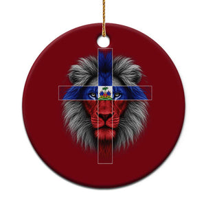 Lion of Judah Cross Haiti Flag Ceramic Ornament Christian Faith Haitian Pride