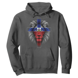 Lion of Judah Cross Haiti Flag Hoodie Christian Faith Haitian Pride