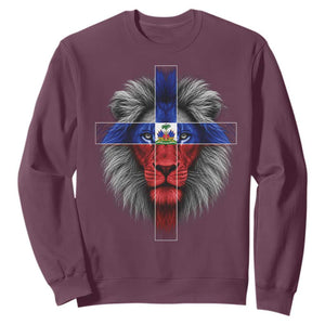 Lion of Judah Cross Haiti Flag Sweatshirt Christian Faith Haitian Pride