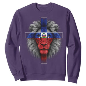 Lion of Judah Cross Haiti Flag Sweatshirt Christian Faith Haitian Pride