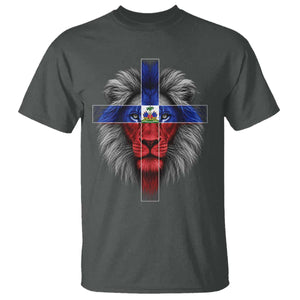 Lion of Judah Cross Haiti Flag T Shirt Christian Faith Haitian Pride