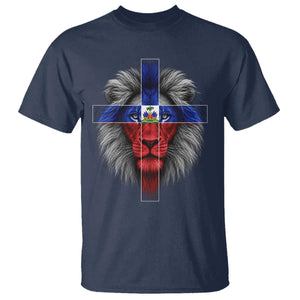 Lion of Judah Cross Haiti Flag T Shirt Christian Faith Haitian Pride