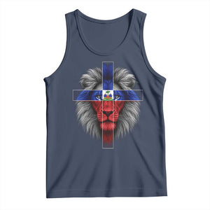Lion of Judah Cross Haiti Flag Tank Top Christian Faith Haitian Pride