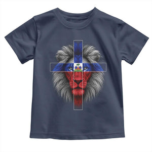 Lion of Judah Cross Haiti Flag Toddler T Shirt Christian Faith Haitian Pride