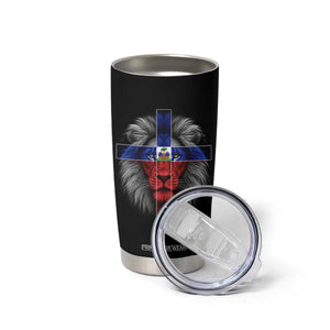 Lion of Judah Cross Haiti Flag Tumbler Cup Christian Faith Haitian Pride