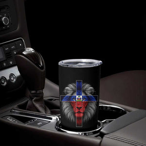 Lion of Judah Cross Haiti Flag Tumbler Cup Christian Faith Haitian Pride