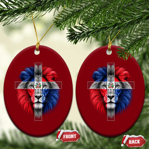 Lion of Judah Cross Dominican Republic Flag Ceramic Ornament Christian Faith Dominican Pride